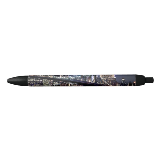 View of New York's Brooklyn bridge reflection Black Ink Pen (Front)
