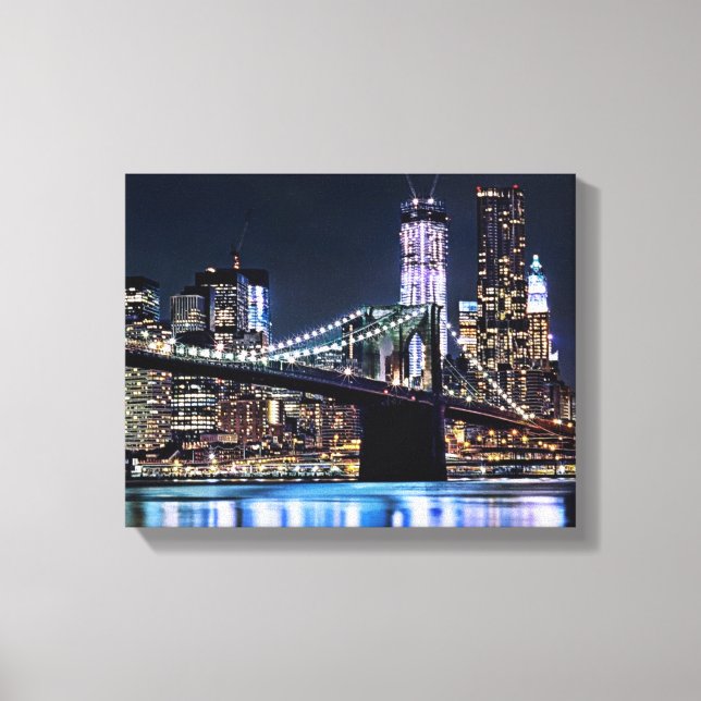 View of New York's Brooklyn bridge reflection Canvas Print (Front)