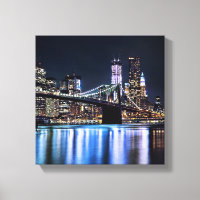 View of New York's Brooklyn bridge reflection
