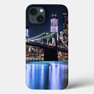 View of New York's Brooklyn bridge reflection iPhone 13 Case