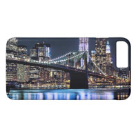 View of New York's Brooklyn bridge reflection