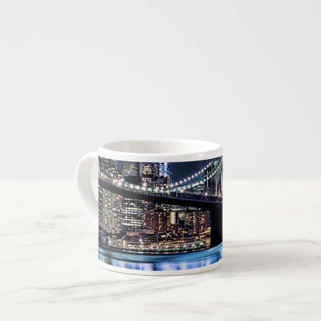 View of New York's Brooklyn bridge reflection Espresso Cup (Front Left)