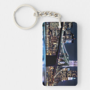 View of New York's Brooklyn bridge reflection Key Ring