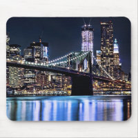View of New York's Brooklyn bridge reflection
