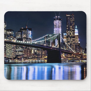 View of New York's Brooklyn bridge reflection Mouse Mat