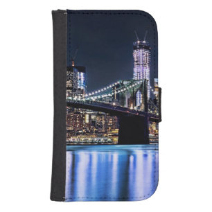 View of New York's Brooklyn bridge reflection Samsung S4 Wallet Case