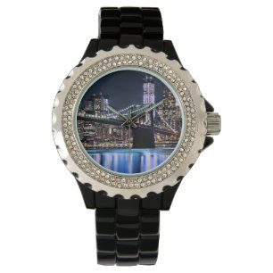 View of New York's Brooklyn bridge reflection Watch