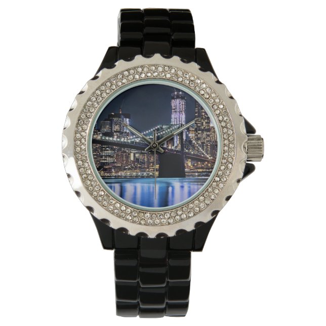 View of New York's Brooklyn bridge reflection Watch (Front)