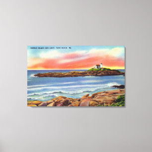 View of Nubble Island and the Lighthouse Canvas Print