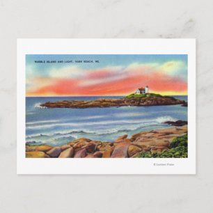 View of Nubble Island and the Lighthouse Postcard
