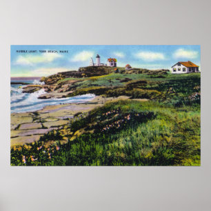 View of Nubble Lighthouse from York Beach Poster