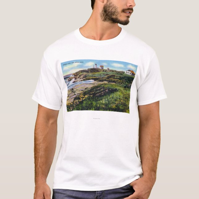 View of Nubble Lighthouse from York Beach T-Shirt (Front)