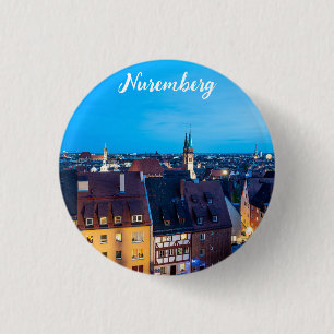 View of Nuremberg old town at night 3 Cm Round Badge