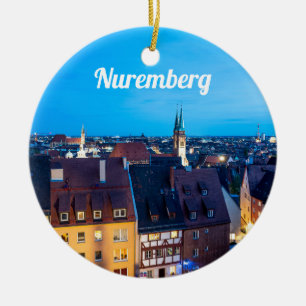 View of Nuremberg old town at night Ceramic Tree Decoration