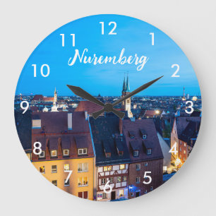 View of Nuremberg old town at night Large Clock