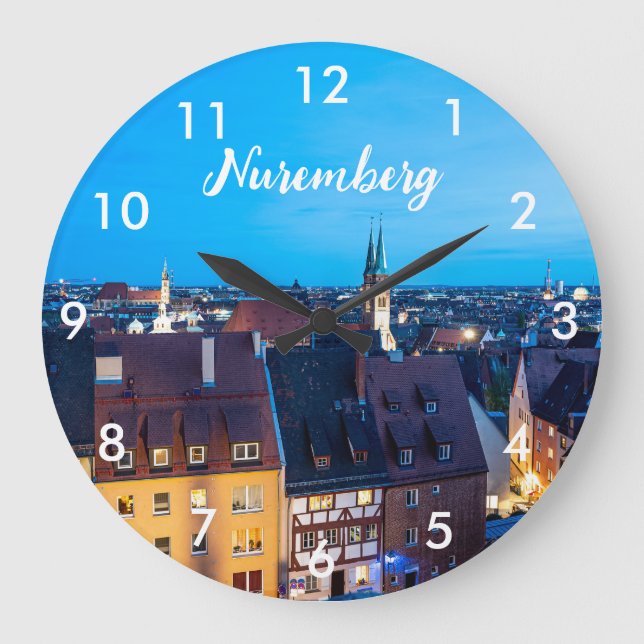 View of Nuremberg old town at night Large Clock (Front)