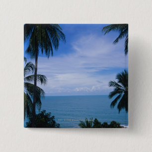 View of ocean horizon from land 15 cm square badge
