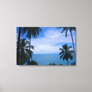 View of ocean horizon from land canvas print