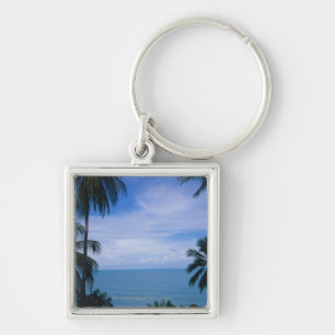 View of ocean horizon from land key ring