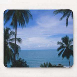 View of ocean horizon from land mouse mat