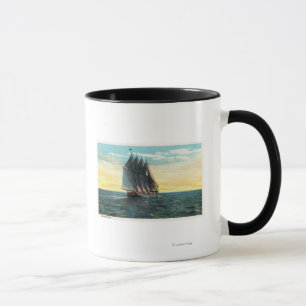 View of Old French Castle, 3 Countries Flags Mug