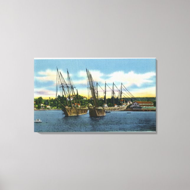 View of Old Shipwrecks in the Harbour Canvas Print (Front)
