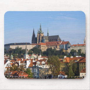 View of old town and Prague castle, Czech Republic Mouse Mat