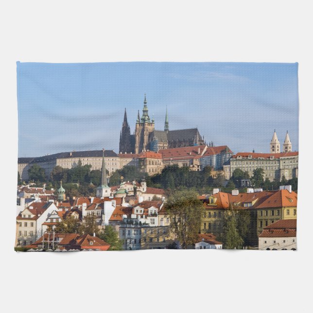 View of old town and Prague castle, Czech Republic Tea Towel (Horizontal)