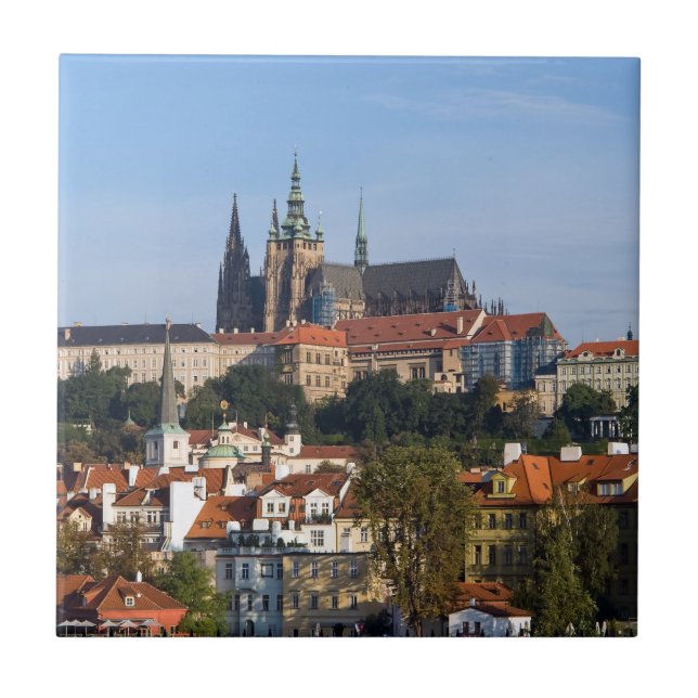 View of old town and Prague castle, Czech Republic Tile (Front)