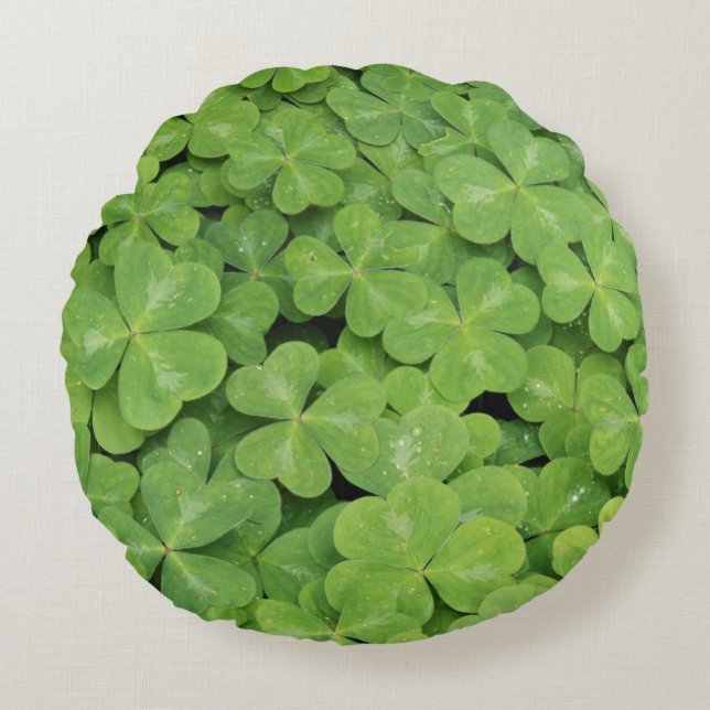 View of Oxalis Oregana wood Sorrel Foliage Round Cushion (Front)