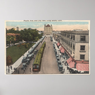 View of Pacific Avenue and City Hall Poster