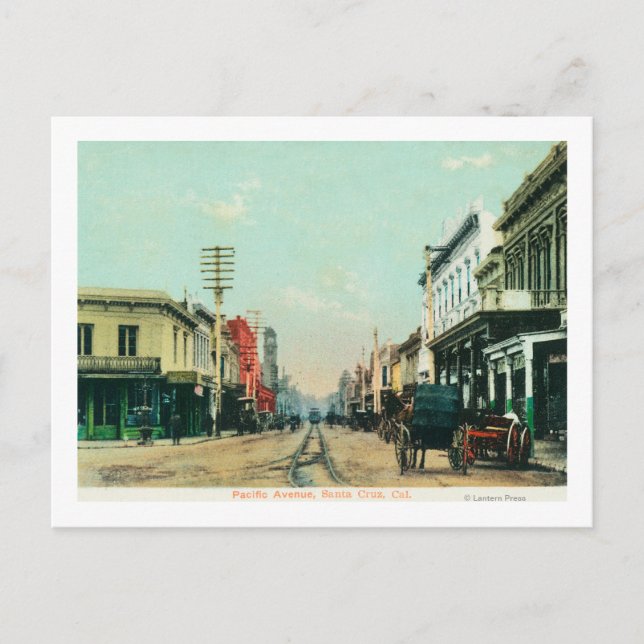 View of Pacific AvenueSanta Cruz, CA Postcard (Front)