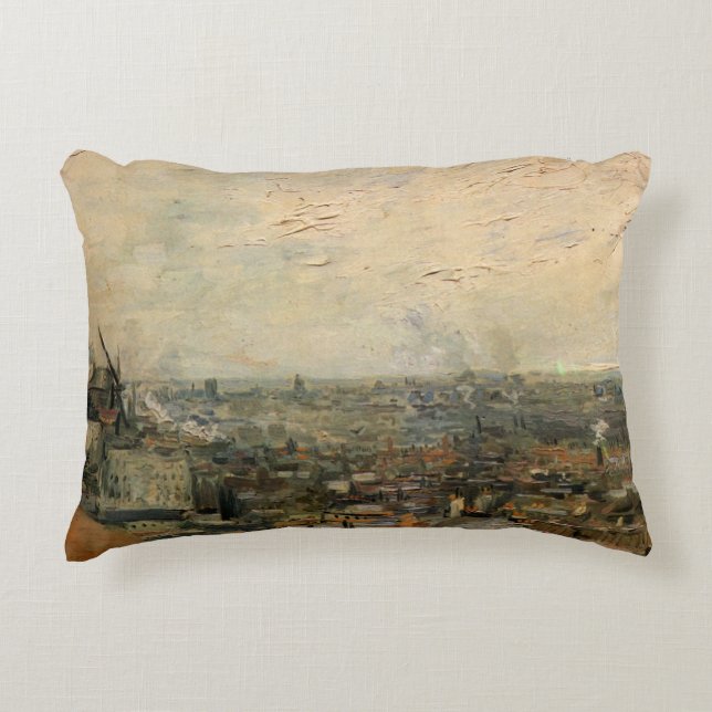 View of Paris from Montmartre by Vincent van Gogh Decorative Cushion (Front)