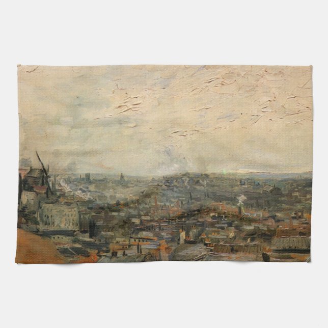 View of Paris from Montmartre by Vincent van Gogh Tea Towel (Horizontal)