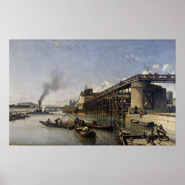 View of Paris, the Seine or l'Estacade, 1853 Poster (Front)