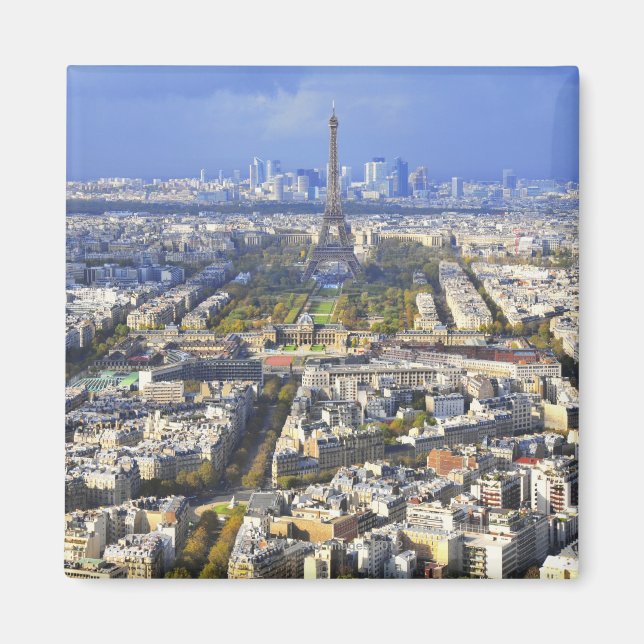 View of Paris with Eiffel Tower and La Defence Magnet (Front)