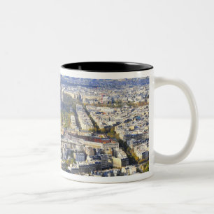 View of Paris with Eiffel Tower and La Defence Two-Tone Coffee Mug