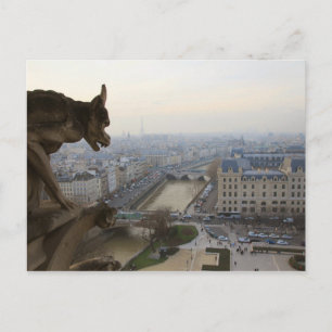 View of Paris with Gargoyle Notre Dame De Paris Postcard