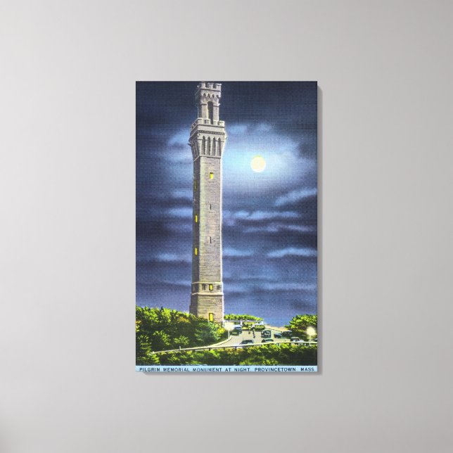 View of Pilgrim Memorial at Night Canvas Print (Front)