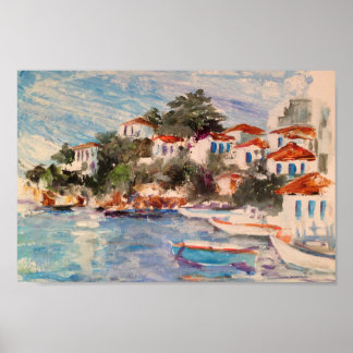 View of Plakes from Skiathos Old Port Poster
