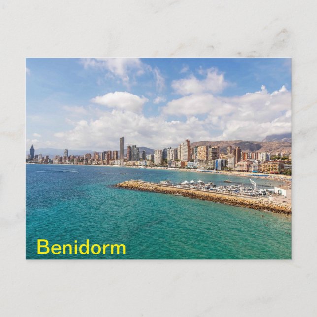View of Poniente Beach, Benidorm Holiday Postcard (Front)