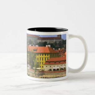 View of Prague Castle and town by Vltava Two-Tone Coffee Mug
