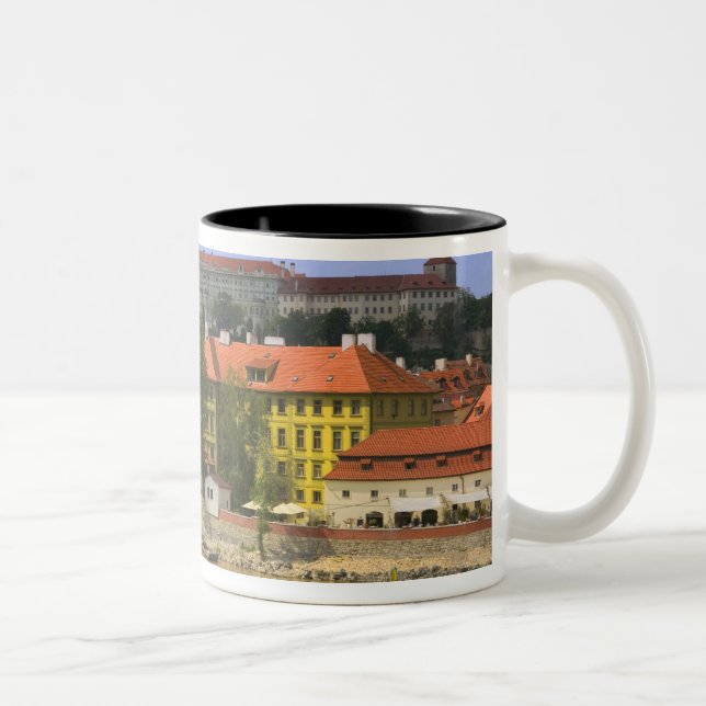 View of Prague Castle and town by Vltava Two-Tone Coffee Mug (Right)