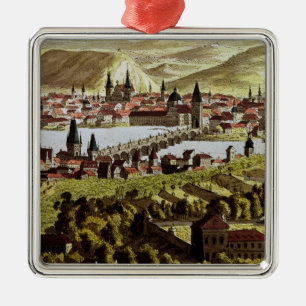 View of Prague Metal Tree Decoration
