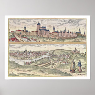 View of Prague showing (above) the Imperial Palace Poster