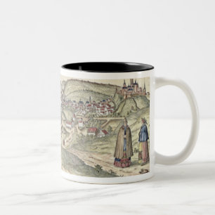 View of Prague showing (above) the Imperial Palace Two-Tone Coffee Mug