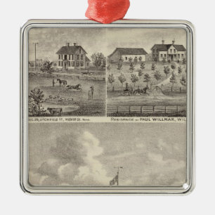 View of Public Park and Residence in Minnesota Metal Tree Decoration