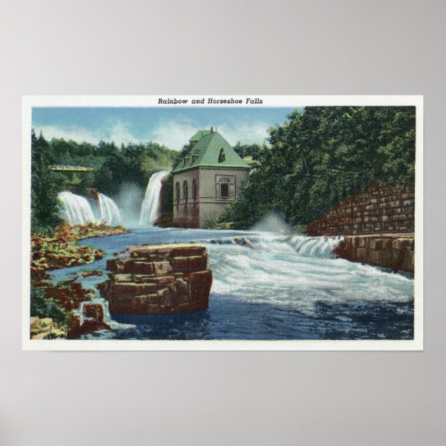 View of Rainbow and Horseshoe Falls Poster (Front)