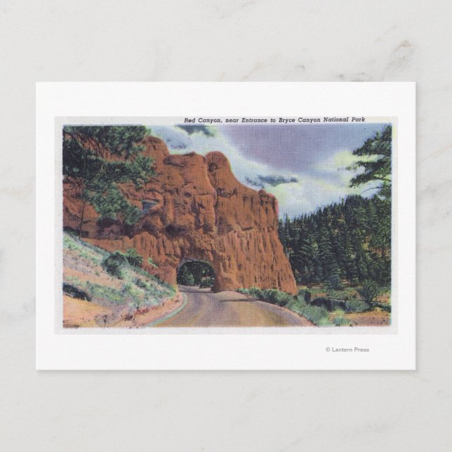 View of Red Canyon, near Park Entrance Postcard (Front)