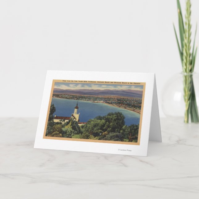 View of Redondo & Hermosa Beaches, California Card (Front)
